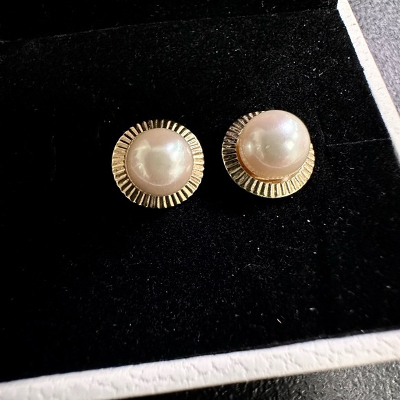 PBD Peter Brams Design 14K Solid Yellow Gold Pearl Pierced Earrings - Picture 6 of 8